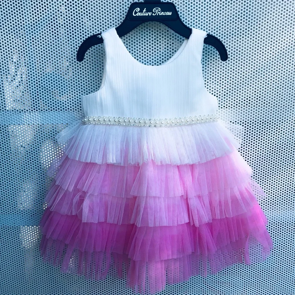 COUTURE PRINCESS Pink Ombre Tulle Tiered Girls Costume Dress - Brand New w/Tags!